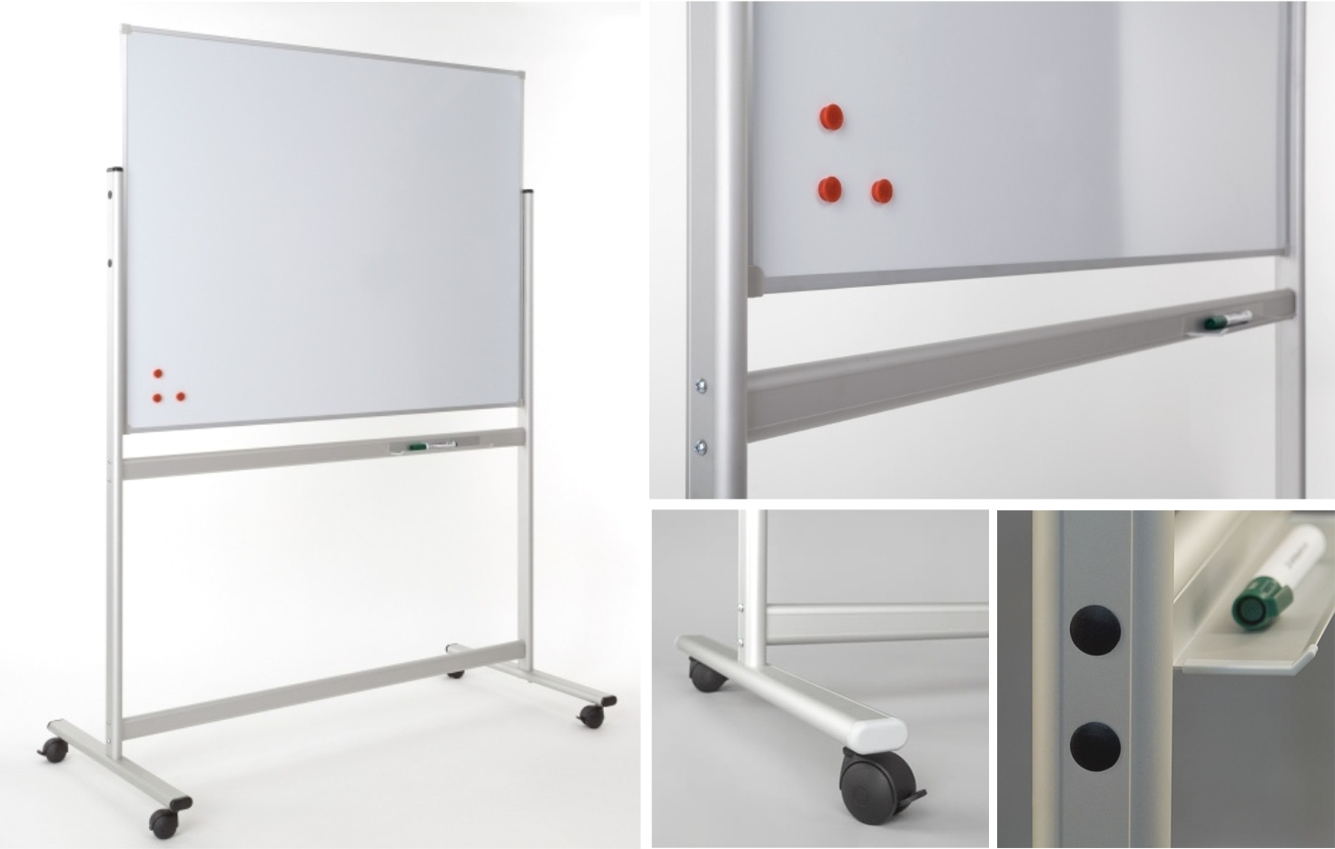 Vertical Fixed Panel Mobile Drywipe Whiteboard